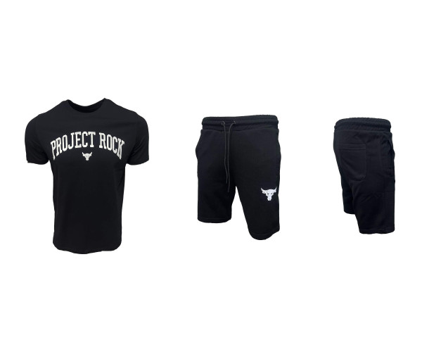 Мъжки спортен къс комплект Under Armour Project Rock Shorts + T-shirt Black
